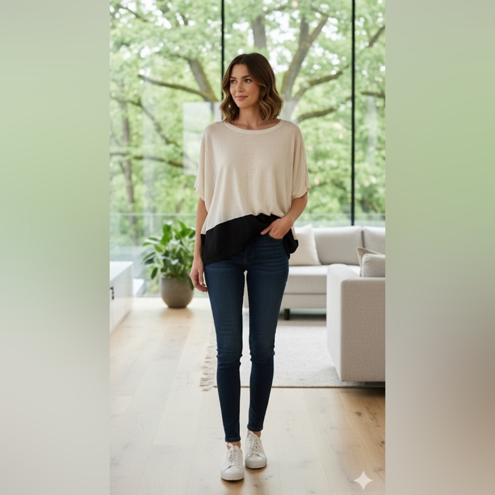 Line The Label Linen‎ tunic style top large oversized black white contemporary